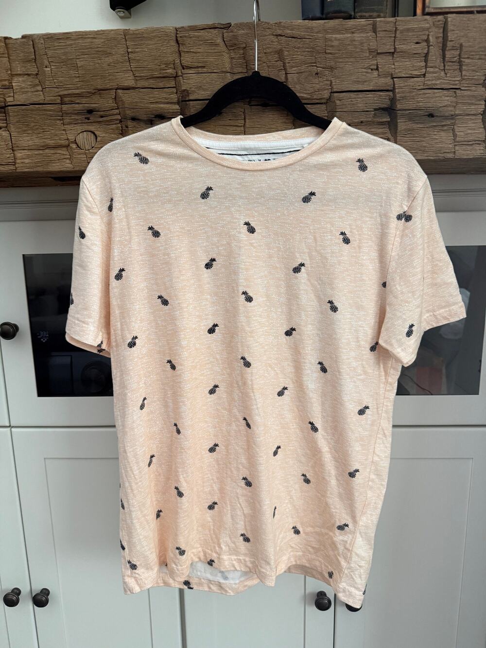 Denim & Flower Ricky Singh Pineapple Print Tee Peach Heathered Men's Medium